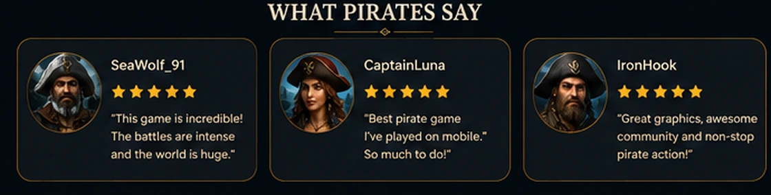 Open Motive pirate player reviews with captain portraits