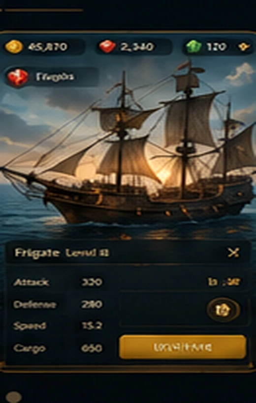 Open Motive ship sailing and quest screen